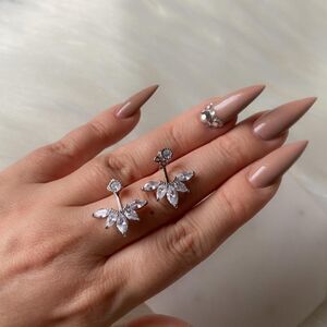 NEW! Dainty “Esther” WG Crystal Leaf Cuff Earrings